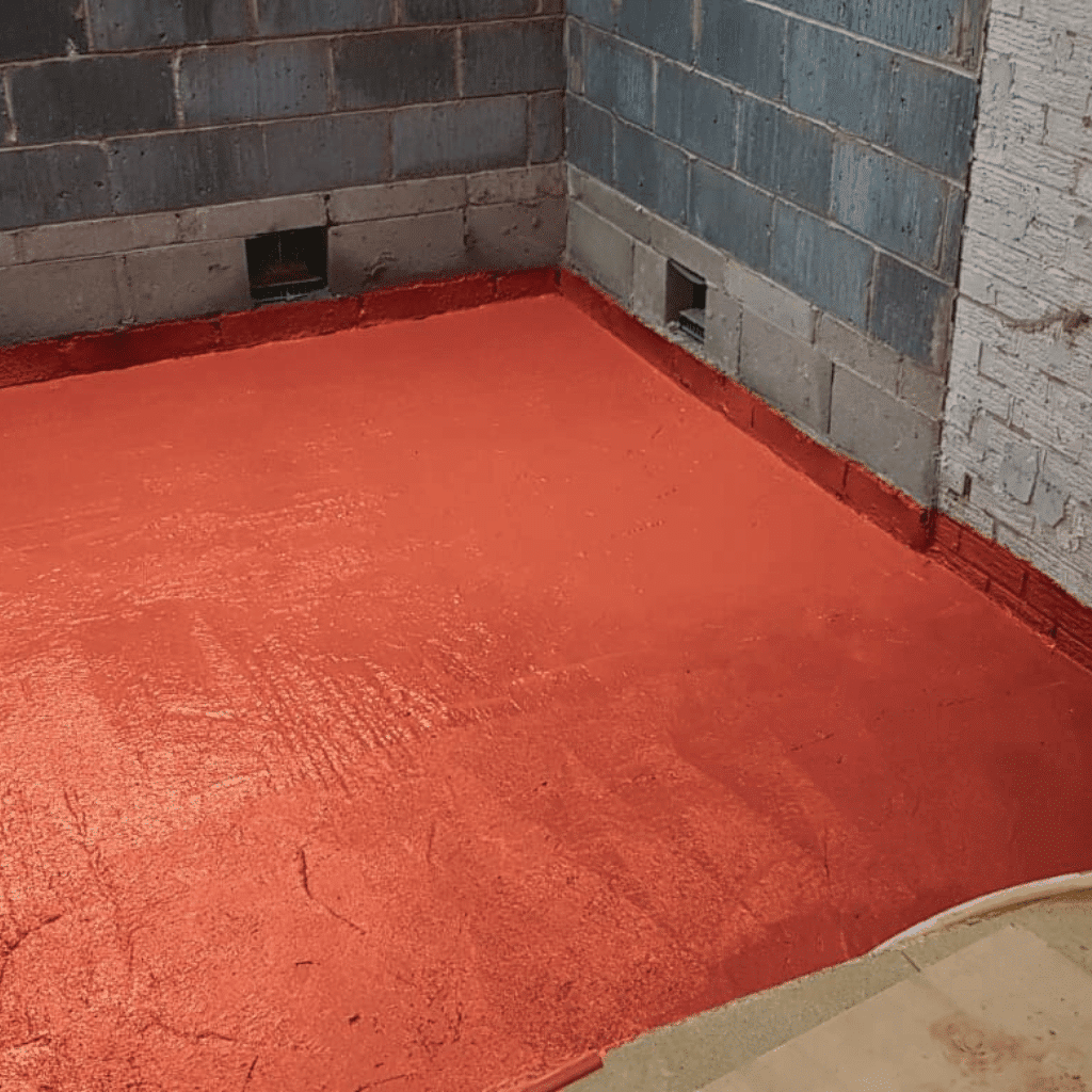 LGM (Liquid Gas Membrane) (Red) Installed To Both Wall & Floor